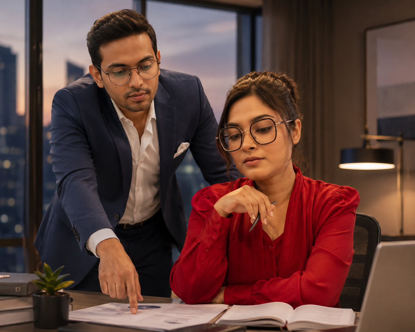 Two professionals studying together